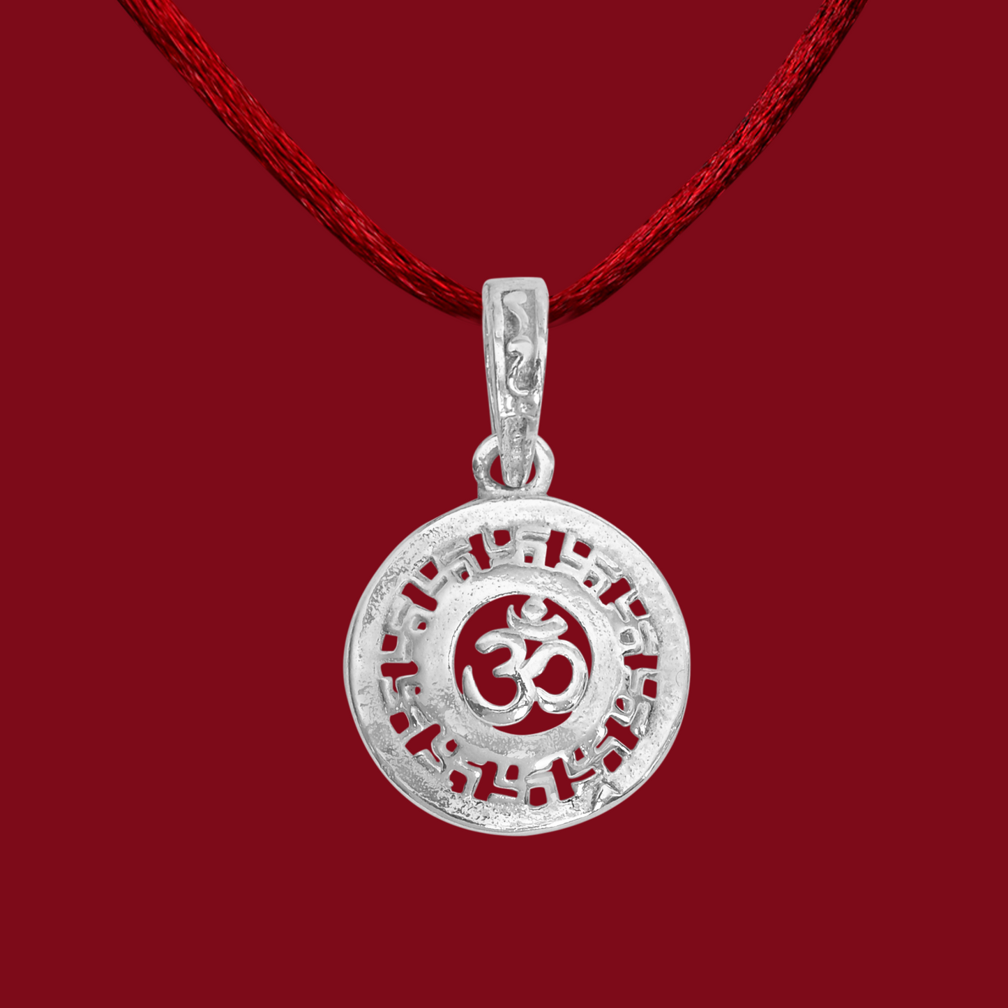 DIVINITI 925 Pure Silver Om Round Small Pendant for Men, Women & Kids Divine God Pendant for Birthday, Anniversary, Special Occasion Gift (1.9x1.9 CM 2 g)