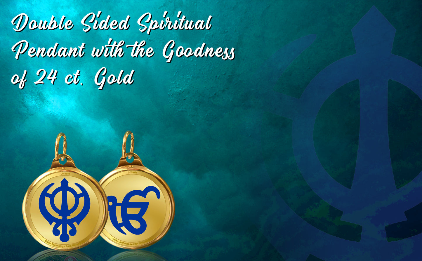 Diviniti 24K Double sided Gold Plated Pendant KHANDA SAHIB & IK ONKAR |22 MM Flip Coin (1 PCS)