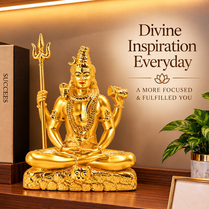 24K Gold-Plated Lord Shiva Idol | Premium Gift Box | 16x12 CM