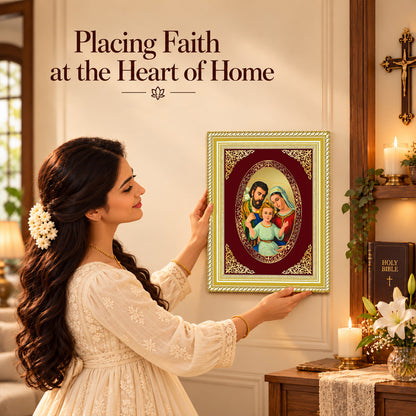 24K Gold-Plated Holy Family Frame | Premium Gift Box | 27x35 CM