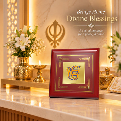 24K Gold-Plated Ik Onkar MDF Frame | Premium Gift Box | 10x10 CM