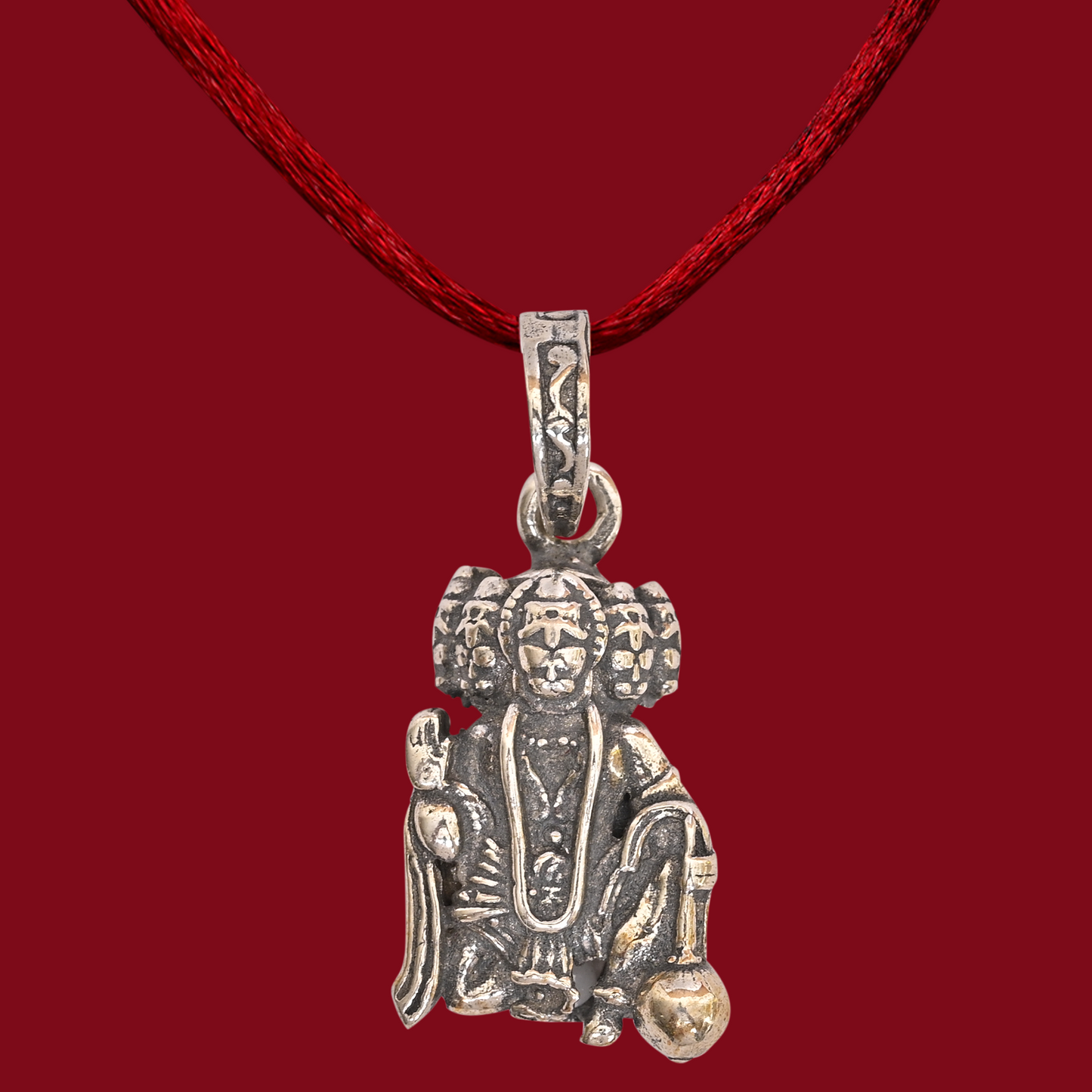 DIVINITI 925 Pure Silver Panchmukhi Hanuman Pendant for Men, Women & Kids Divine God Pendant for Birthday, Anniversary, Special Occasion Gift (1.8x1.1 cm, 7g)
