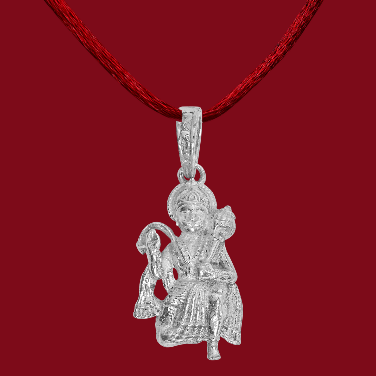 DIVINITI 925 Pure Silver Hanuman Pendant for Men, Women & Kids Divine God Pendant for Birthday, Anniversary, Special Occasion Gift (2.2x1.2 cm, 7g)