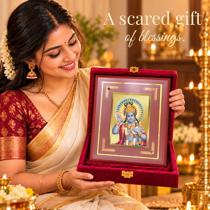 24K Gold-Plated Vishnu MDF Frame | Premium Gift Box | 26x20 CM