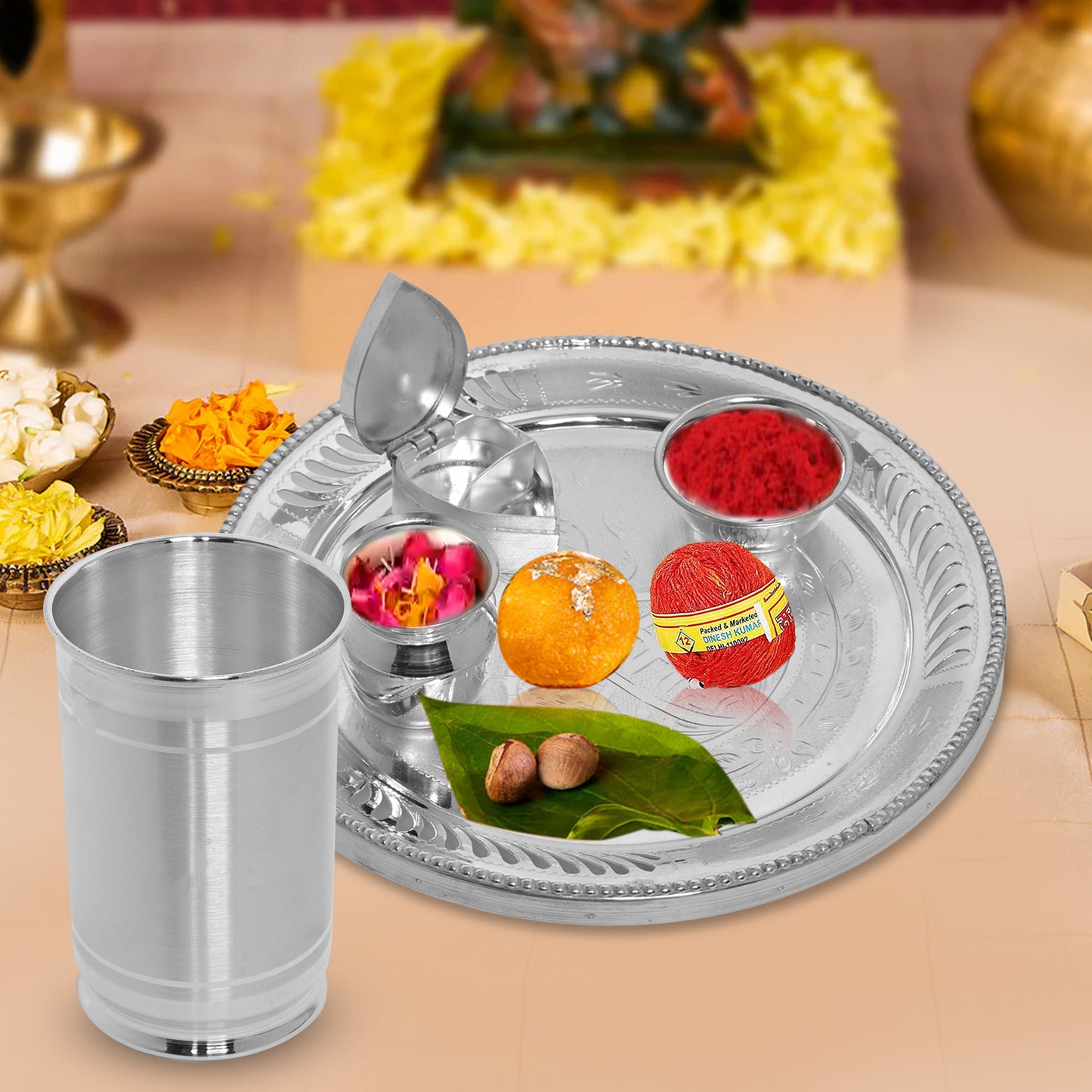 DIVINITI 925 Pure Silver Glass for Pooja and Gifting Mandir Puja Purpose (78g)