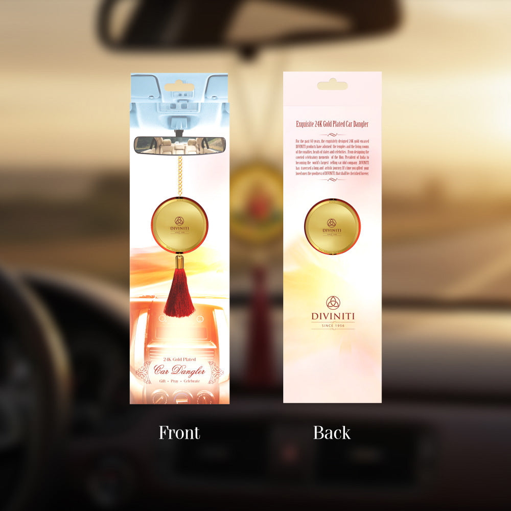 Diviniti Personalised Double Sided Car Dangler in 24K Gold Plated Foil | Double Sided Photo Print