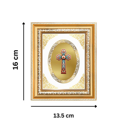 Holy Cross Divine Christian Faith & Redemption Sacred Royal Tabletop Frame in 24K Gold Plated Foil