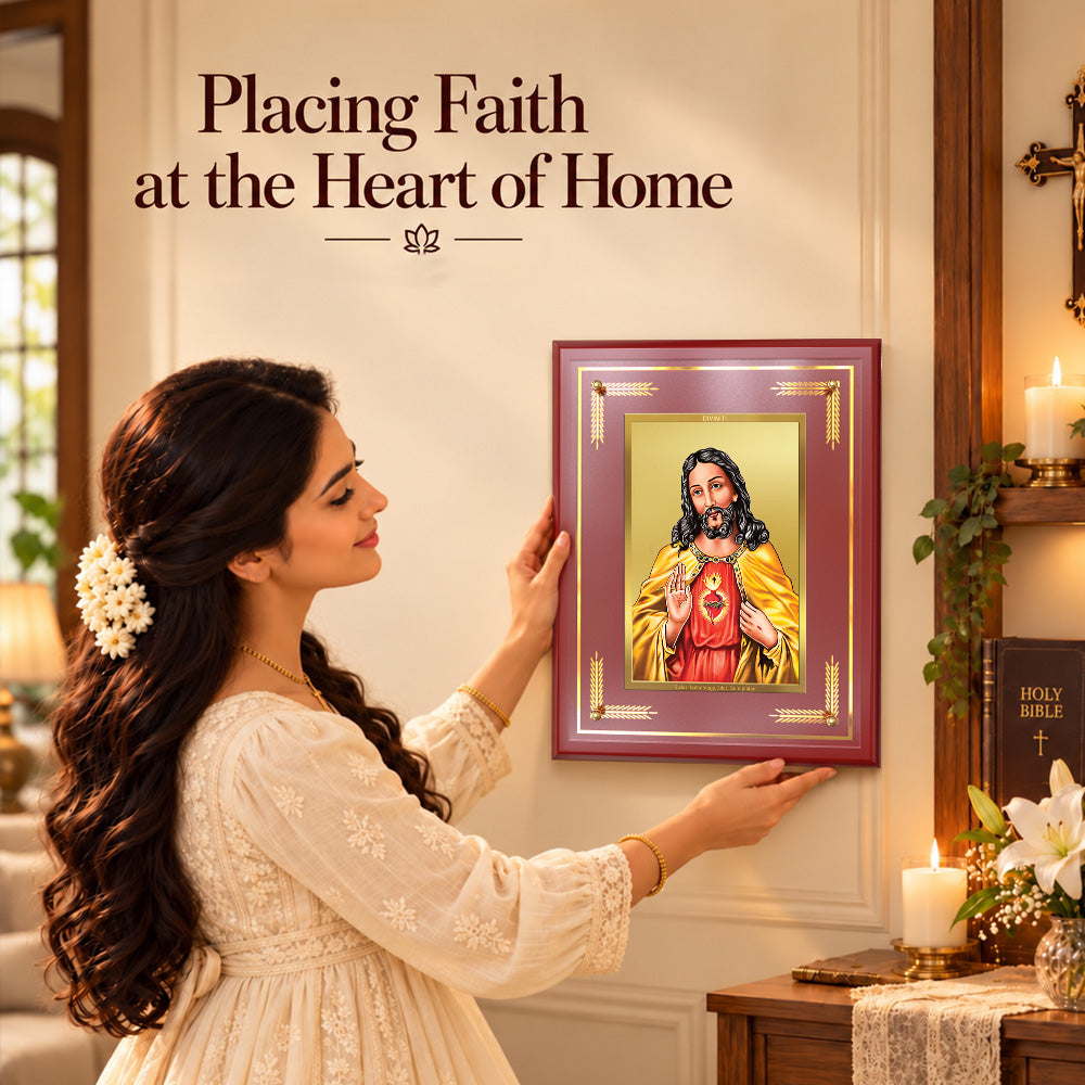 24K Gold-Plated Jesus Christ MDF Frame | Premium Gift Box | 27x35 CM