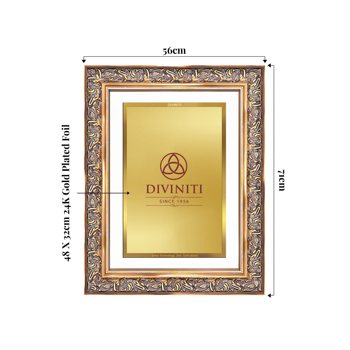 Diviniti Double Glass Frame Personalised Wall Photo Frame in 24K Gold Plated Foil | HP-052-S4.5