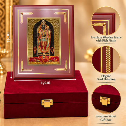 24K Gold-Plated Ram Lalla MDF Frame | Premium Gift Box | 27x35 CM