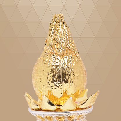 DIVINITI 24K Gold Plated Swastik Kalash with Coconut Elegance Rituals and Celebrations for Home Office Décor Puja Room Diwali Gift (16x8 CM)
