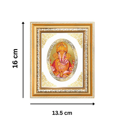 Dagdu Sheth Ganpati Divine Ganesha Sacred Prosperity Royal Tabletop Frame in 24K Gold Plated Foil