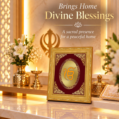 24K Gold-Plated Ik Onkar BG Frame | Premium Gift Box | 16 X 13.5 CM