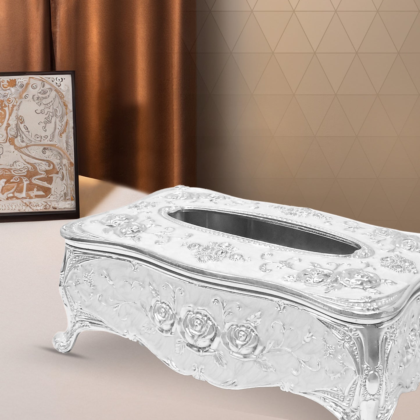 DIVINITI 999 Silver Plated Tissue Box Premium Decorative Luxurious Holder for Elegant Home and Office Décor (8.5x24x14 CM)