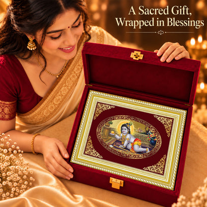 24K Gold-Plated Laddu Gopal Frame | Premium Gift Box | 35x27 CM
