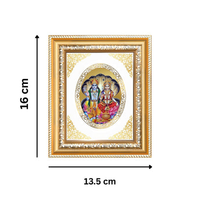Lord Vishnu & Goddess Lakshmi Divine Stability & Prosperity Sacred Royal Tabletop Frame in 24K Gold Plated Foil