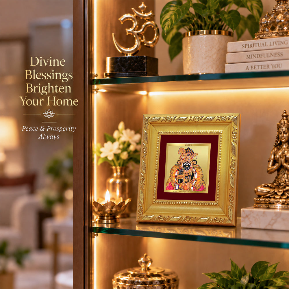 24K Gold-Plated Banke Bihari Frame | Premium Gift Box | 10x10 CM