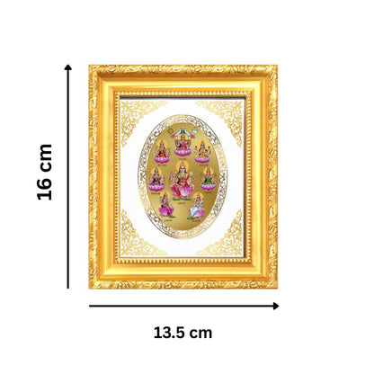 Ashta Lakshmi Divine Eight Forms of Wealth & Prosperity Sacred Royal Tabletop Frame in 24K Gold Plated Foil