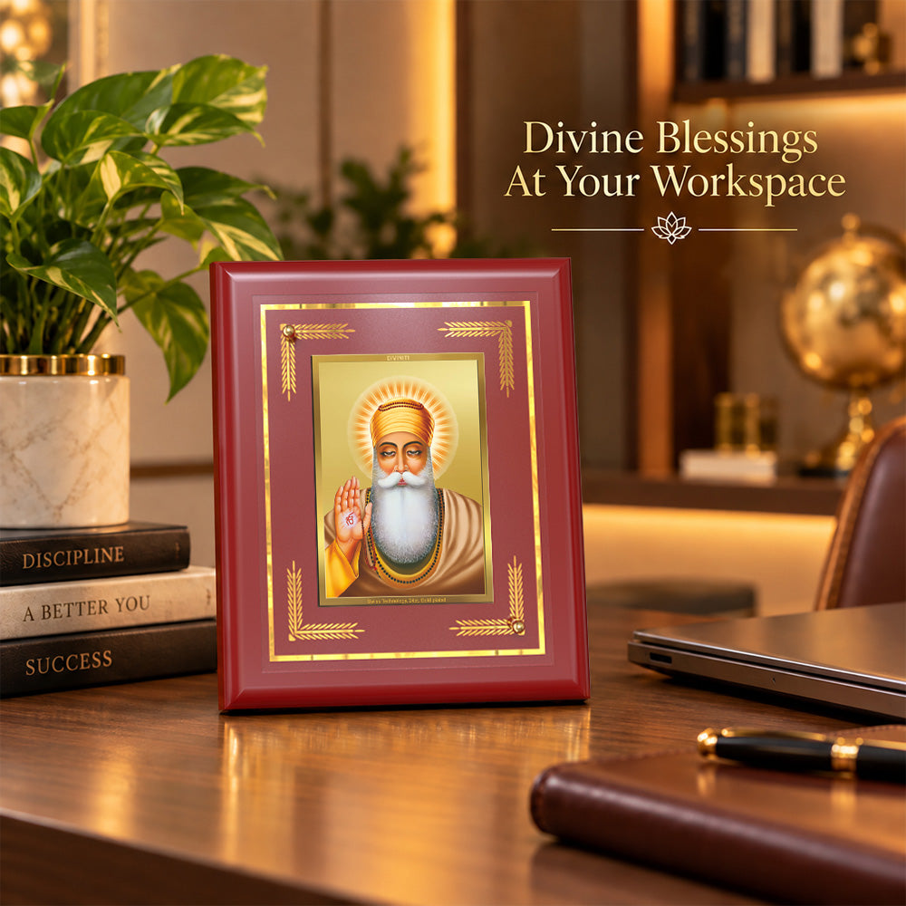 24K Gold-Plated Guru Nanak Dev Ji MDF Frame | Premium Gift Box | 16 X 13.5 CM