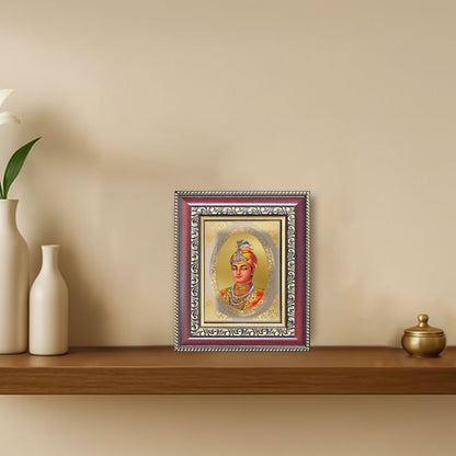 Guru Harkrishan Sahib Ji Divine Sikh Guru Sacred Healing & Compassion Royal Tabletop Frame in 24K Gold Plated Foil
