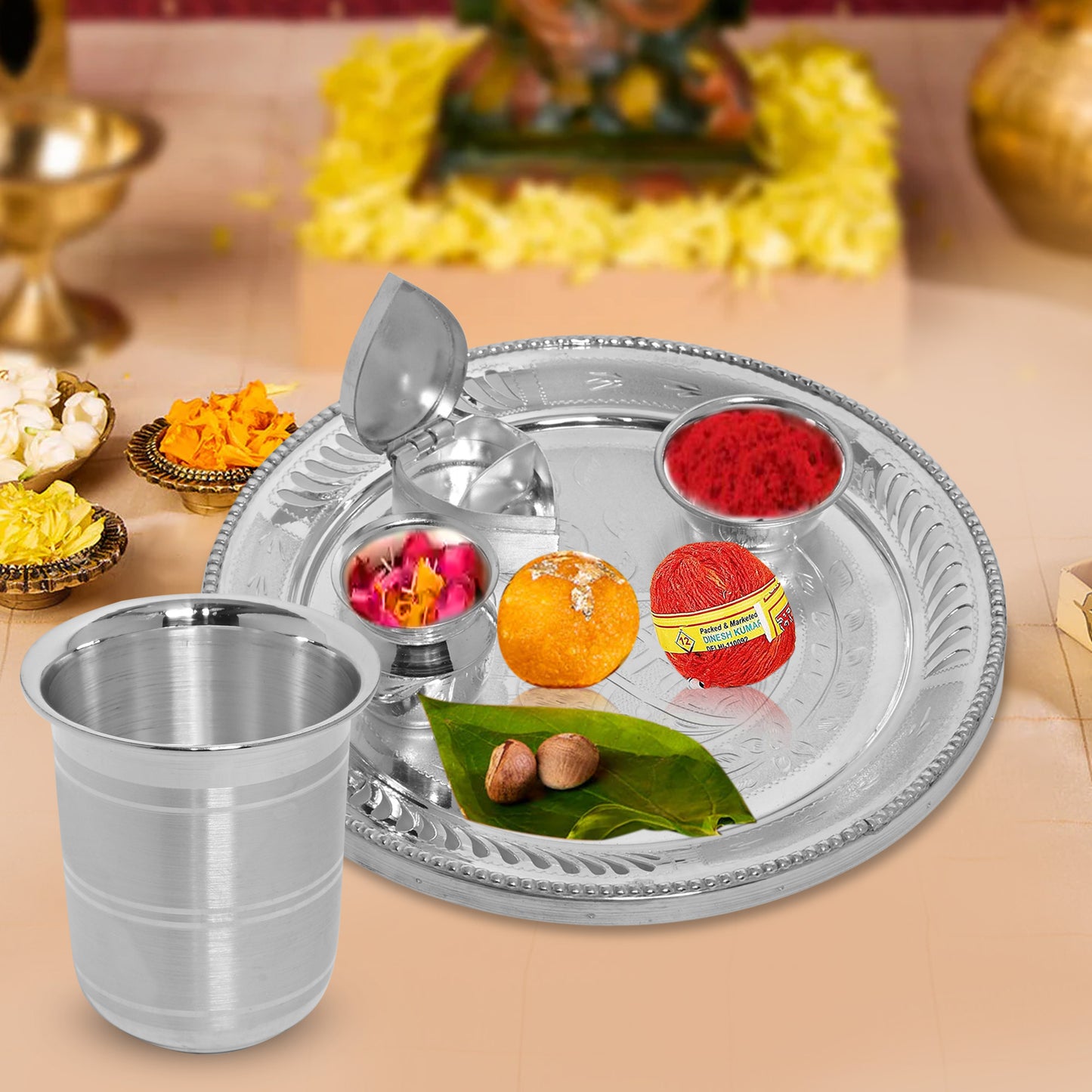 DIVINITI 925 Pure Silver Glass for Pooja and Gifting Mandir Puja Purpose (36.5g)