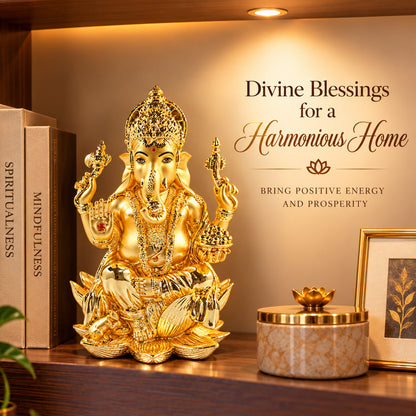 24K Gold-Plated Lord Ganesha Idol | Premium Gift Box | 18x11.5 CM