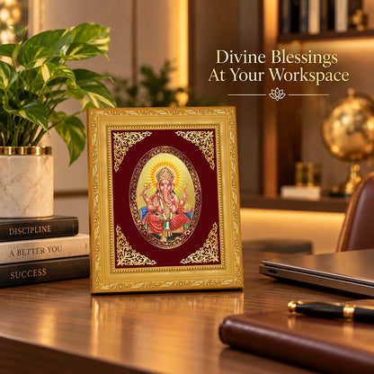 24K Gold-Plated Lord Ganesha Frame | Premium Gift Box | 16x13.5 CM