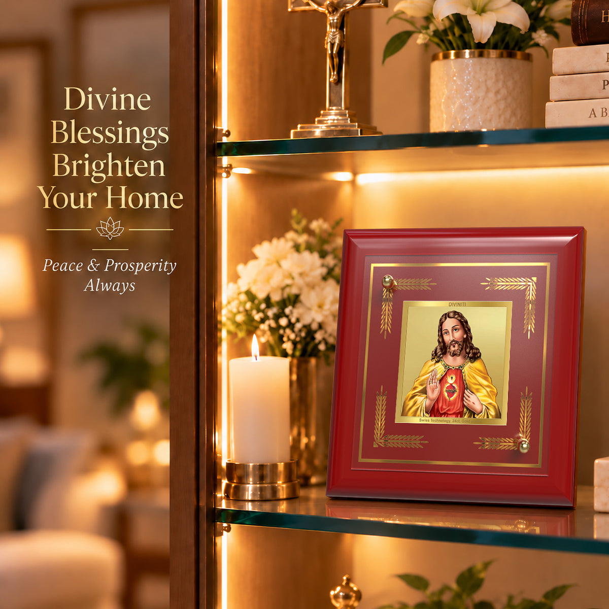 24K Gold-Plated Jesus Christ MDF Frame | Premium Gift Box | 10x10 CM