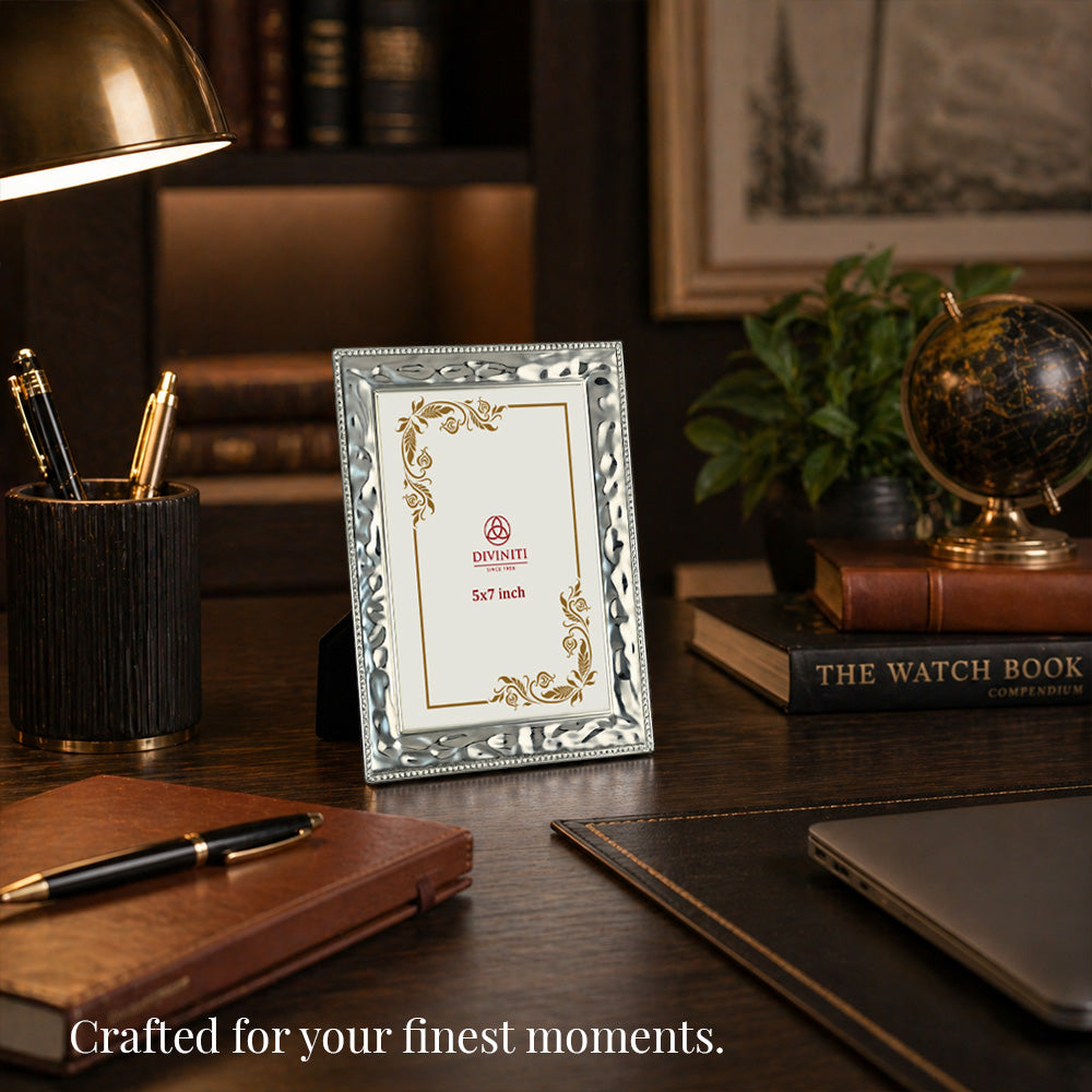 Diviniti Premium Silver Plated 5x7 Photo Frame with Luxury Gift Box