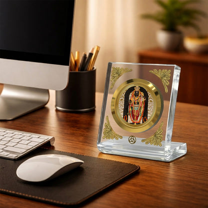 24K Gold-Plated Ram Lalla Acrylic Car Dashboard Frame | 8x7 CM