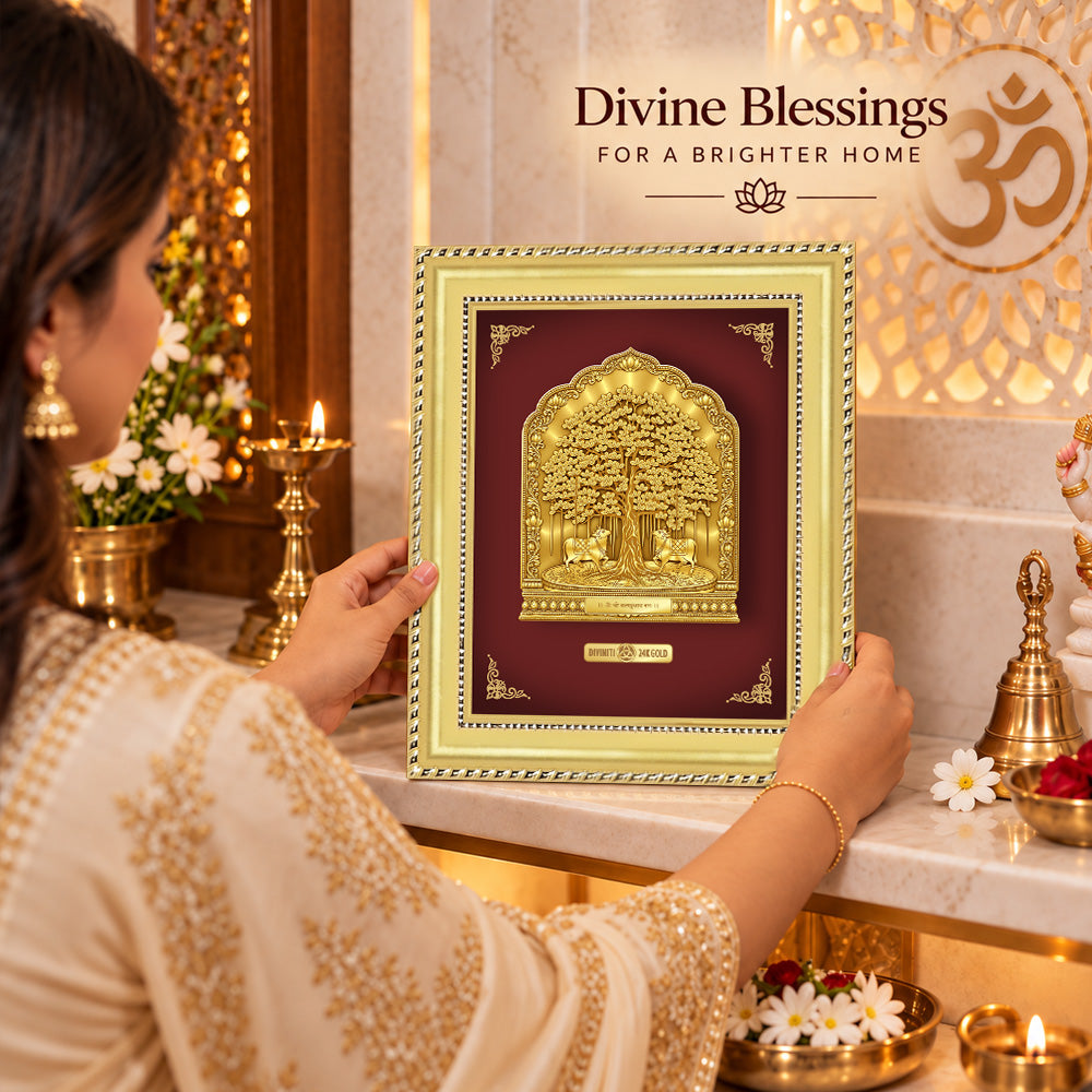 24K Gold-Plated Kalpavriksha Frame | Premium Gift Box | 18x15 CM