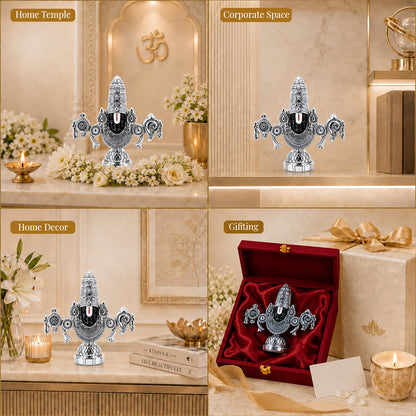 Diviniti 999 Silver Plated Tirupati Balaji Idol with Premium Gift Box