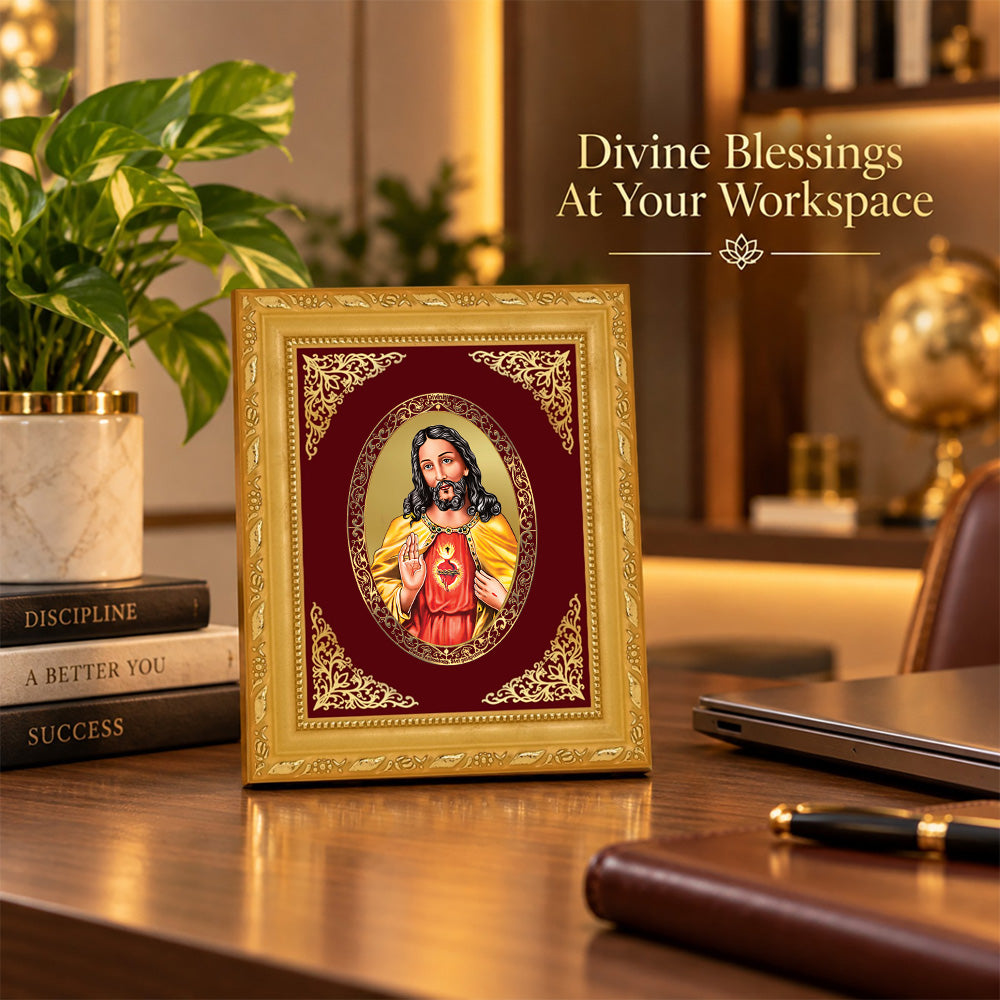 24K Gold-Plated Jesus Christ BG Frame | Premium Gift Box | 16 X 13.5 CM