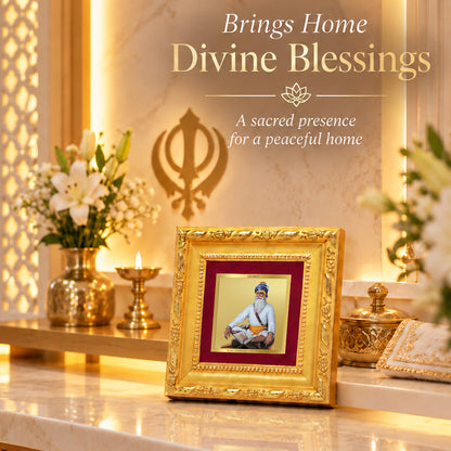 24K Gold-Plated Baba Deep Singh Frame | Premium Gift Box | 10x10 CM