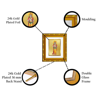 DIVINITI 24K Gold Plated Foil Lord Ram Photo Frame for Home Wall Decor, Puja, Diwali Gift DG 103 Size 1 (15.3x14.9 CM)