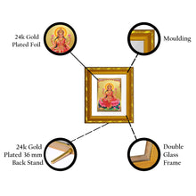 Load image into Gallery viewer, DIVINITI 24K Gold Plated Lakshmi Mata Photo Frame For Home Decor, Worship, Wealth (15.0 X 13.0 CM)
