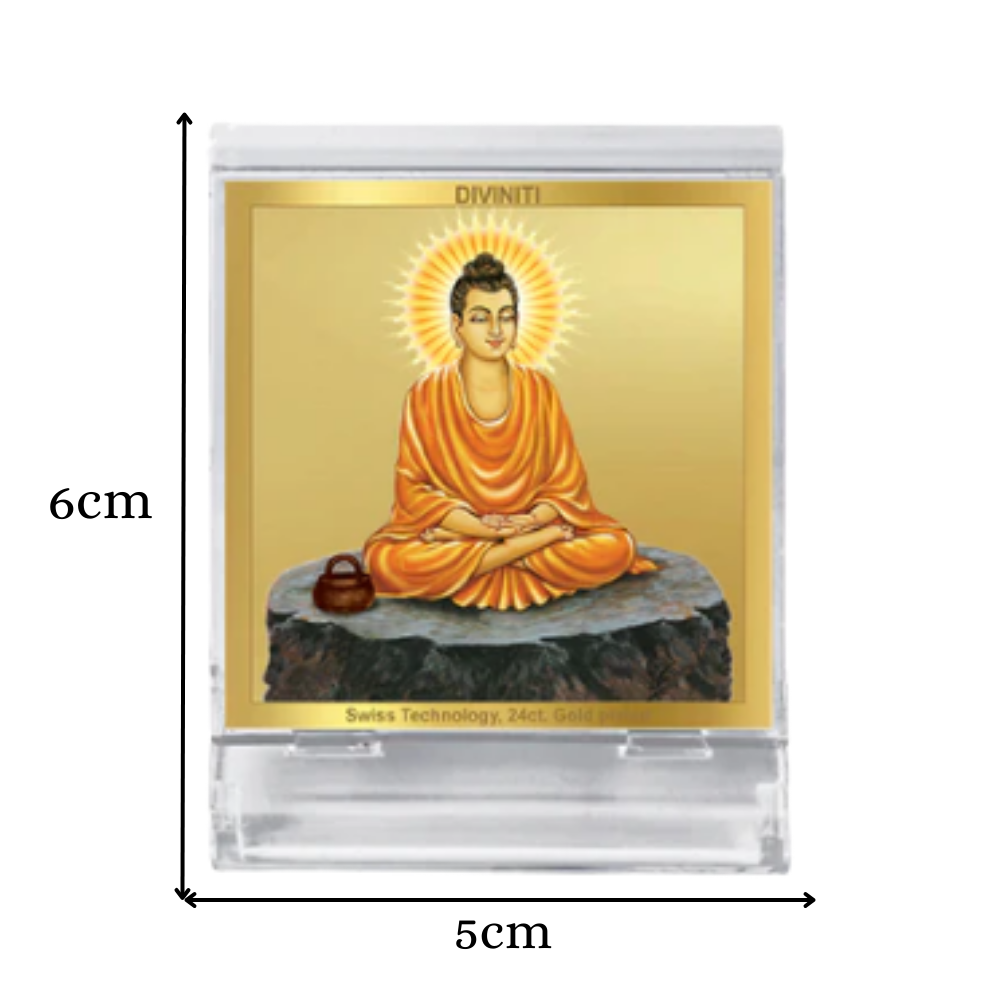 Buddha | Divine Meditation Car Dashboard & Tabletop Photo Frame in 24K Gold Plated Foil