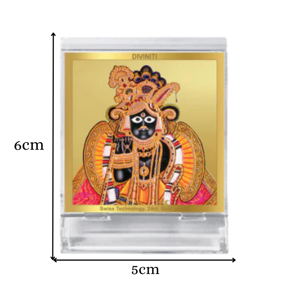 Banke Bihari | Divine Krishna Car Dashboard & Tabletop Photo Frame in 24K Gold Plated Foil