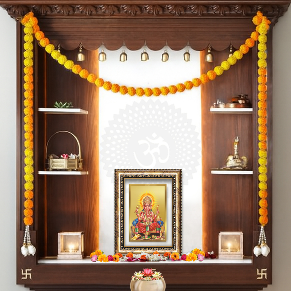 Diviniti 24K Gold Plated Ganesha (Classic) Divine Wall Frame for Home Mandir & Office Decor | Luxury Spiritual Gift