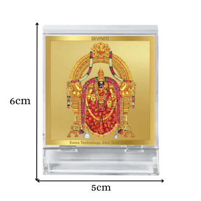 Diviniti 24K Gold Plated Padmavathi Acrylic Frame for Car Dashboard, Home Decor, Tabletop, Puja Room, Festival Gift