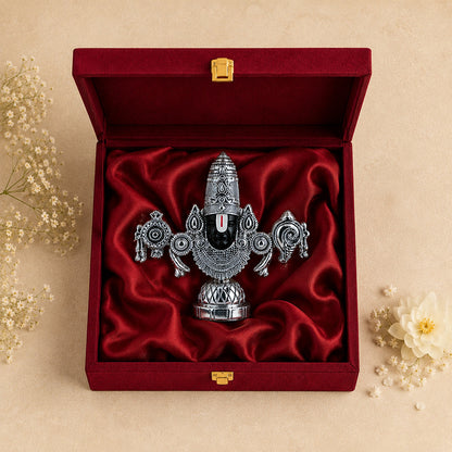 Diviniti 999 Silver Plated Antique Balaji Idol with Luxury Gift Box Décor