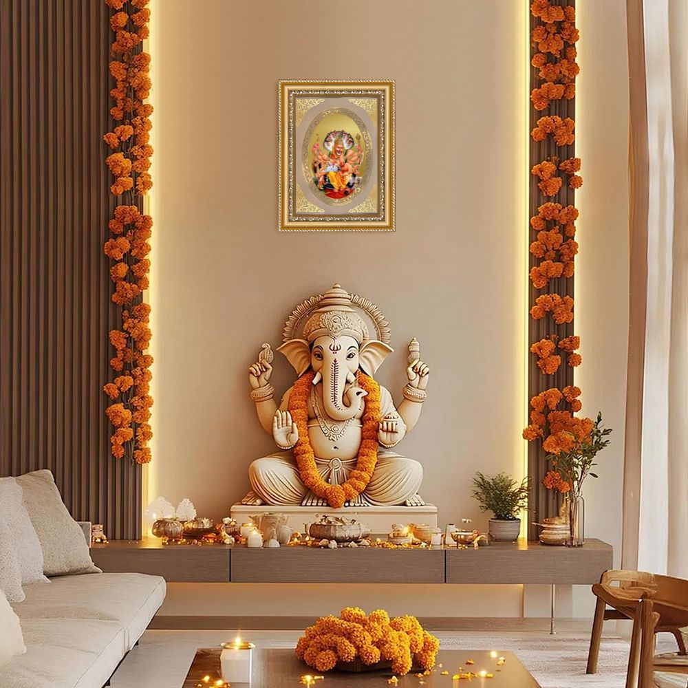 Lord Narasimha | Divine Protection Wall & Tabletop Royal Photo Frame in 24K Gold Plated Foil