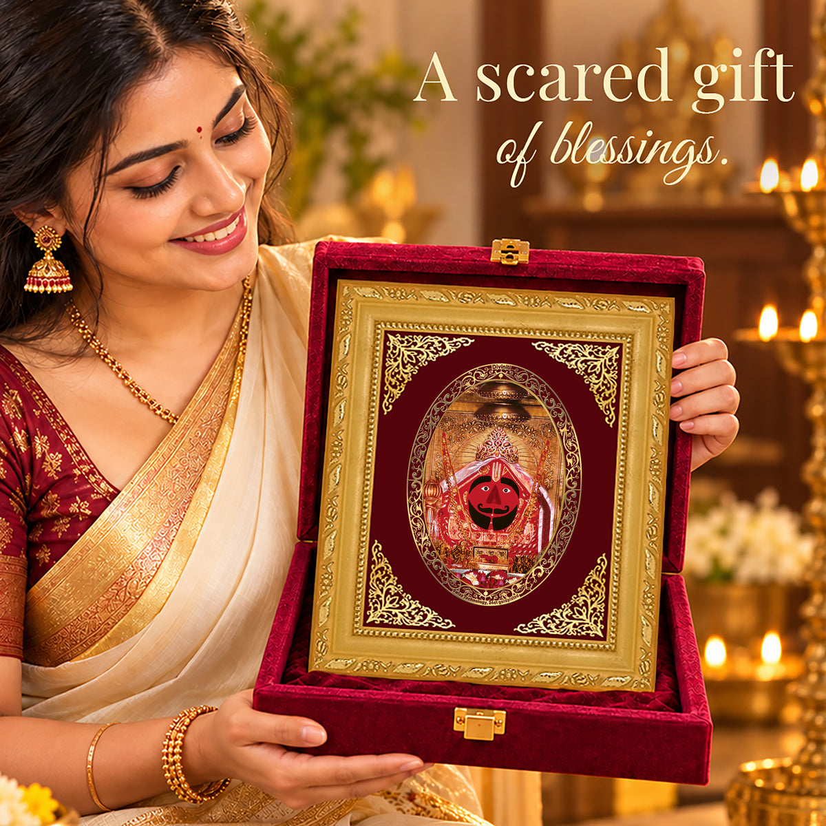 24K Gold-Plated Salasar Balaji Frame | Premium Gift Box | 21.5x17.5 CM