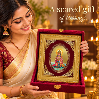 24K Gold-Plated Lord Hanuman Ji Frame | Premium Gift Box | 21.5x17.5 CM