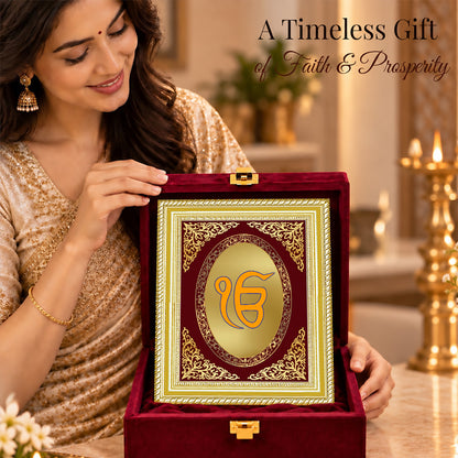 24K Gold-Plated Ik Onkar BG Frame | Premium Gift Box | 26x20 CM