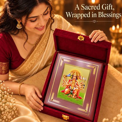 24K Gold-Plated Panchmukhi Hanuman MDF Frame | Premium Gift Box | 27x35 CM