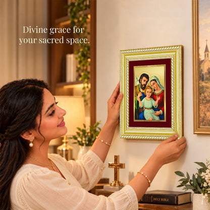24K Gold-Plated Holy Family Frame | Premium Gift Box | 17.5x21.5 CM