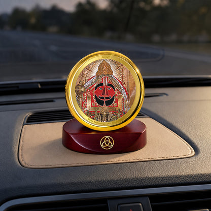 24K Gold-Plated Salasar Balaji Car Dashboard Frame | 5x5 CM