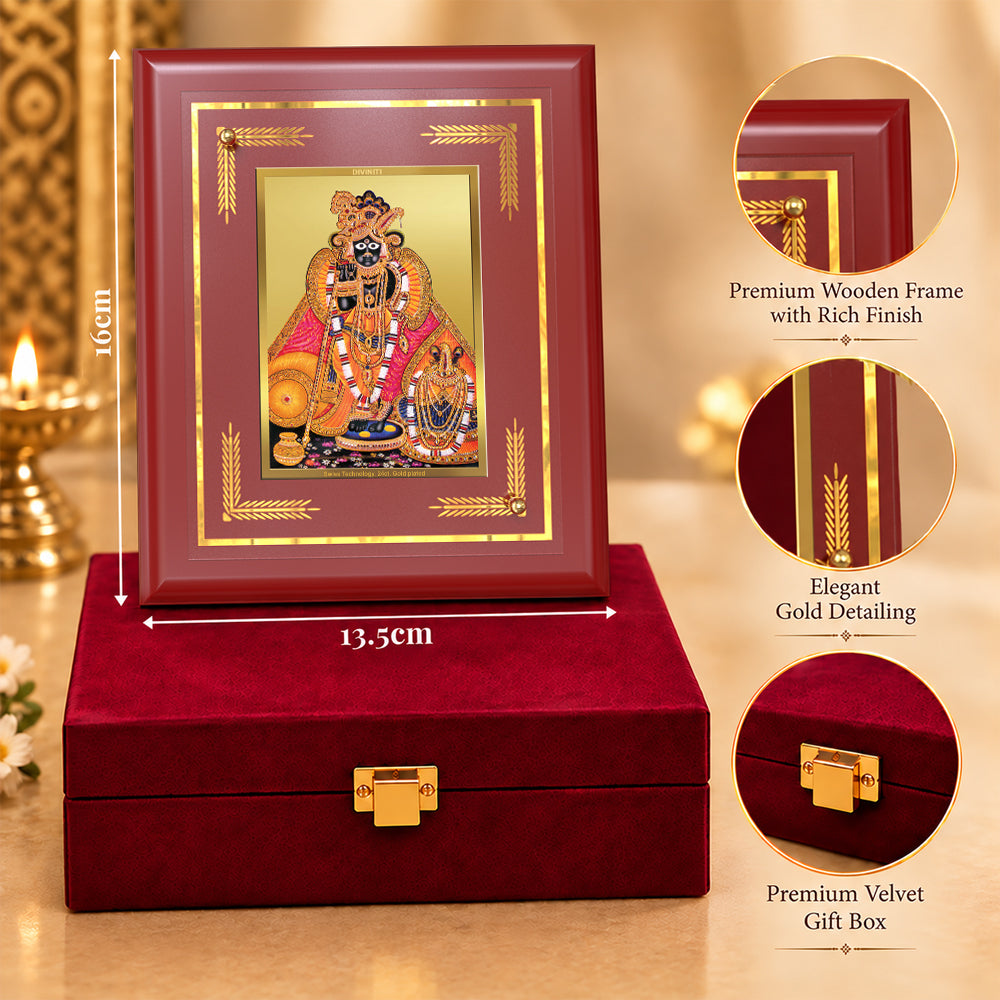 24K Gold-Plated Banke Bihari MDF Frame | Premium Gift Box | 13.5x16 CM