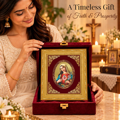 24K Gold-Plated Mother Mary BG Frame | Premium Gift Box | 16 X 13.5 CM